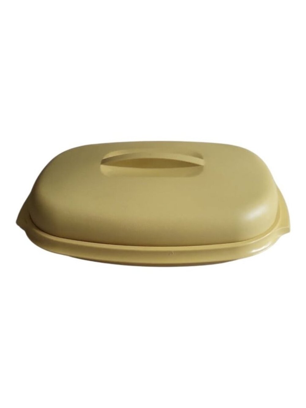 Vintage Tupperware microwave steamer in the classic Harvest Gold 1970's